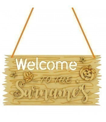 Laser Cut Wood Effect Hanging Plaque With Personalised 'Welcome to the.....' 3D Wording and Autumn Pumpkin Shapes